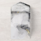 Grijs Marmer en Goud All In One Uitnodiging (Buitenkant)