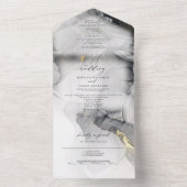 Grijs Marmer en Goud All In One Uitnodiging (Binnen)