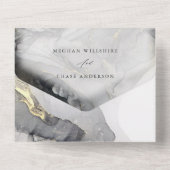 Grijs Marmer en Goud All In One Uitnodiging (Achterkant)