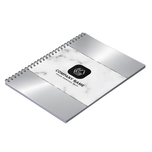 Grijs Marmer en Metallic Zilver Textuur Notitieboek (Linkerzijde)