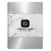 Grijs Marmer en Metallic Zilver Textuur Notitieboek (Voorkant)