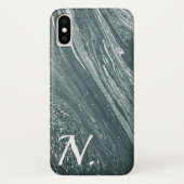 Grijs Marmer Gepolijste Steen Imitatie & Monogram Case-Mate iPhone Case (Achterkant)