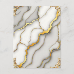 Grijs Marmer Goud Sierlijke Frame Patroon Briefkaart