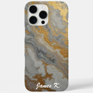 Grijs marmer met goud iPhone 16 pro max hoesje