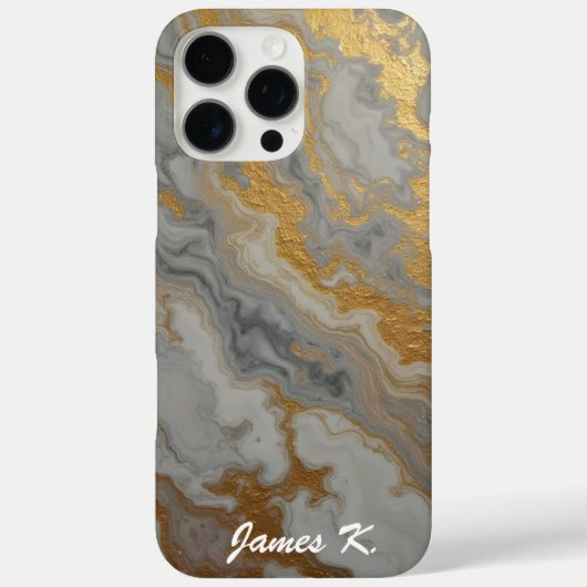 Grijs marmer met goud Case-Mate iPhone case (Achterkant)