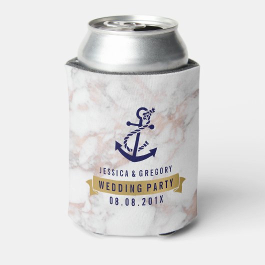 Grijs marmer Nautische Boat Anker Koelbox Blikjeskoeler (Blikje Achterkant)