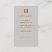 Grijs marmeren glam metallic koper monogram design visitekaartje (Achterkant)