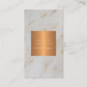 Grijs marmeren glam metallic koper monogram design visitekaartje (Voorkant)