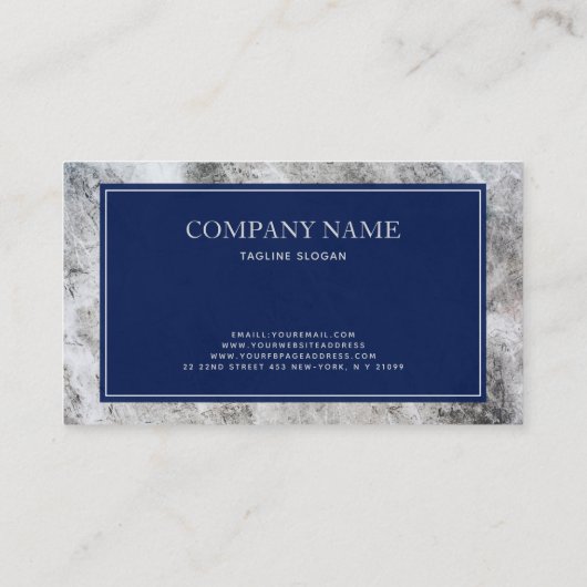 Grijs Marmeren Steen Blauw Lijst Visitekaartje (Achterkant)