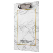 Grijs Marmeren Steen Textuur Gouden Rand Klembord (Links)