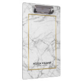 Grijs Marmeren Steen Textuur Gouden Rand Klembord (Rechts)