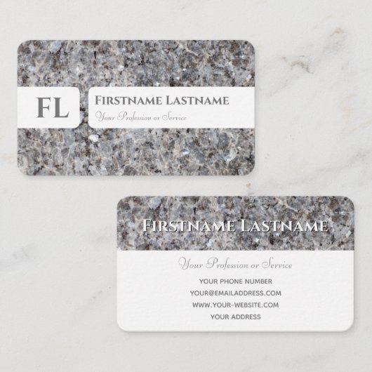 Grijs marmeren structuur monogram interieur design visitekaartje (Voorkant / Achterkant)