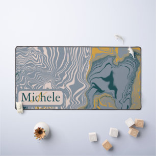 Grijs & Marmeren werveling Custom Naam Letter Bureaumat