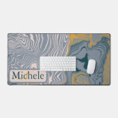 Grijs & Marmeren werveling Custom Naam Letter Bureaumat (Keyboard & Muis)