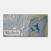 Grijs & Marmeren werveling Custom Naam Letter Bureaumat (Voorkant)