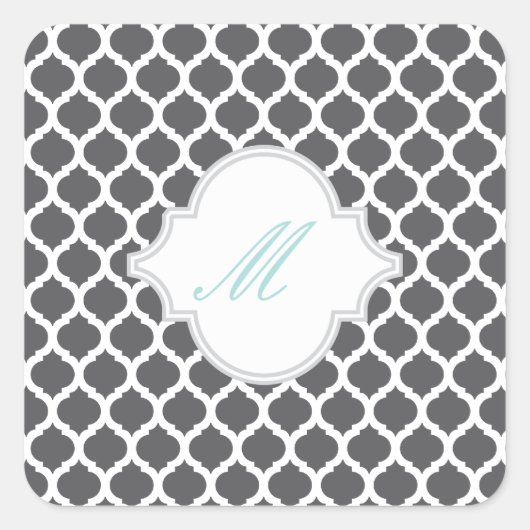 Grijs Marokkaans Patroon met Monogram Stickers (Voorkant)
