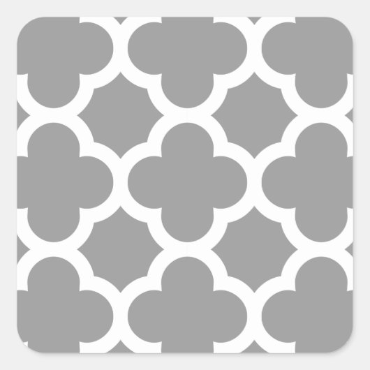Grijs Marokkaans quatrefoil patroon Vierkante Sticker (Voorkant)