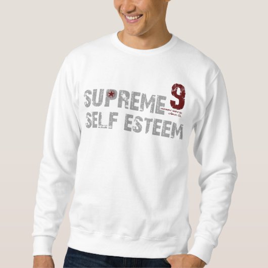 Grijs/maroon SUPREME ZELF ESTEEM sweatshirt (Voorkant)
