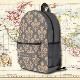 Grijs medaillon patroon met bijbelvers bedrukte rugzak