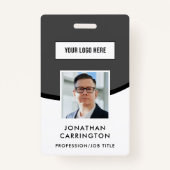 Grijs Medewerker ID Logo Photo Barcode Badge (Voorkant)