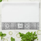 Grijs Mediterraan Tegel Persoonlijk Custom Monogra Theedoek (Gevouwen)