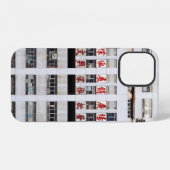 GRIJS MEERGEVELSGEBOUW MET RODE OOSTERSE SCHRIFTTE iPhone HOESJE (Achterkant horizontaal)