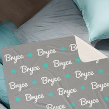 Grijs met Blauwe Sterren Herhalende Naam