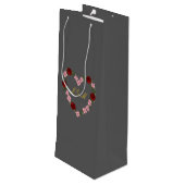 grijs met bloemenkrans wijn cadeautas (Achterkant Gekanteld)