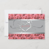Grijs met Coral Rozen Reply Card RSVP Kaartje (Voorkant)