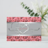 Grijs met Coral Rozen Reply Card RSVP Kaartje (Staand voorkant)