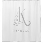 Grijs met elegant monogram K Aangepast Douchegordijn (Voorkant)