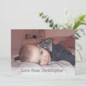 Grijs met foto en naam bedankkaart (Staand voorkant)