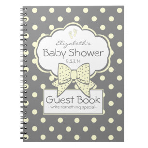 Grijs met gele poka Dots Baby shower Guest Book Notitieboek