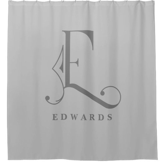 Grijs met legant monogram E Aangepast Douchegordijn (Voorkant)