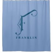 Grijs met legant monogram F Aangepast Douchegordijn (Voorkant)