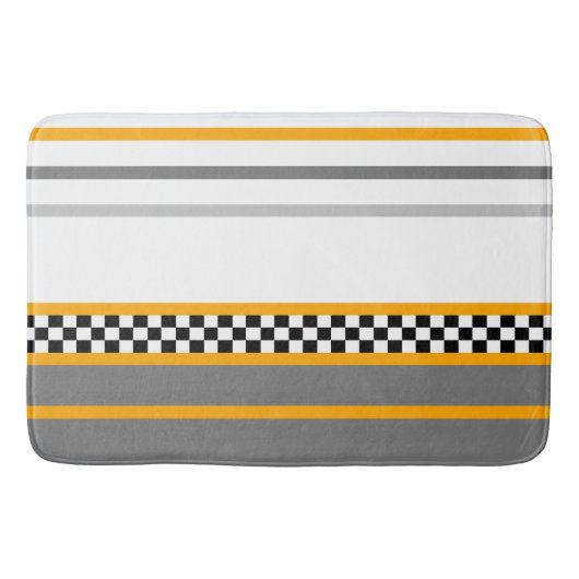 Grijs met modern zwart-wit dambordpatroon badmat (Voorkant)