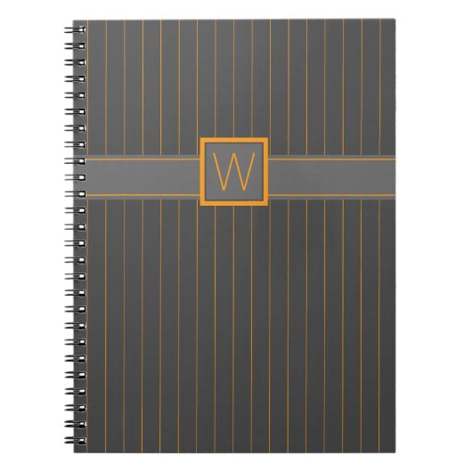 Grijs met Oranje Notitieboek Pinstripes (Voorkant)