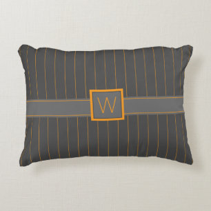 Grijs met Oranje Pinstripes Accent Pillow Kussen