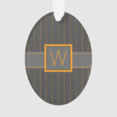 Grijs met oranje pinstripes acryl ornament (achterkant)