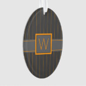 Grijs met oranje pinstripes acryl ornament (voorkant)