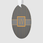 Grijs met oranje pinstripes acryl ornament (voorkant)
