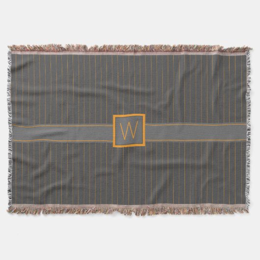 Grijs met Oranje Pinstripes Blanket Deken (Voorkant)