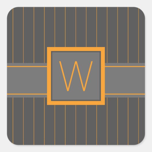 Grijs met Oranje Pinstripes Sticker (Voorkant)