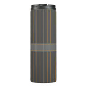 Grijs met Oranje pinstripes Thermische Tumbler Thermosbeker (Achterkant)