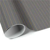 Grijs met Oranje Pinstripes Wrapping Paper Cadeaupapier (Rol Hoek)