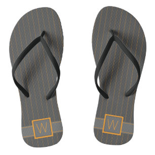 Grijs met oranje strepen teenslippers