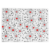 Grijs met rode bloemen op witte achtergrond retro groot cadeauzakje (Achterkant)