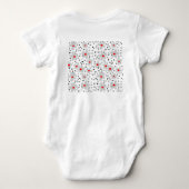 Grijs met rode bloemen op witte achtergrond retro romper (Achterkant)