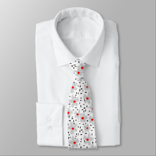 grijs met rode bloemen op witte achtergrond retro stropdas