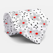 grijs met rode bloemen op witte achtergrond retro stropdas (Opgerold)